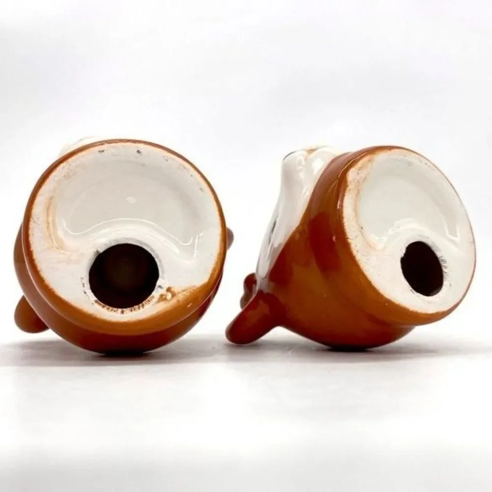 Nostalgic Vintage Inspired Retro Ceramic Reindeer Tiny Taper Candle Holders